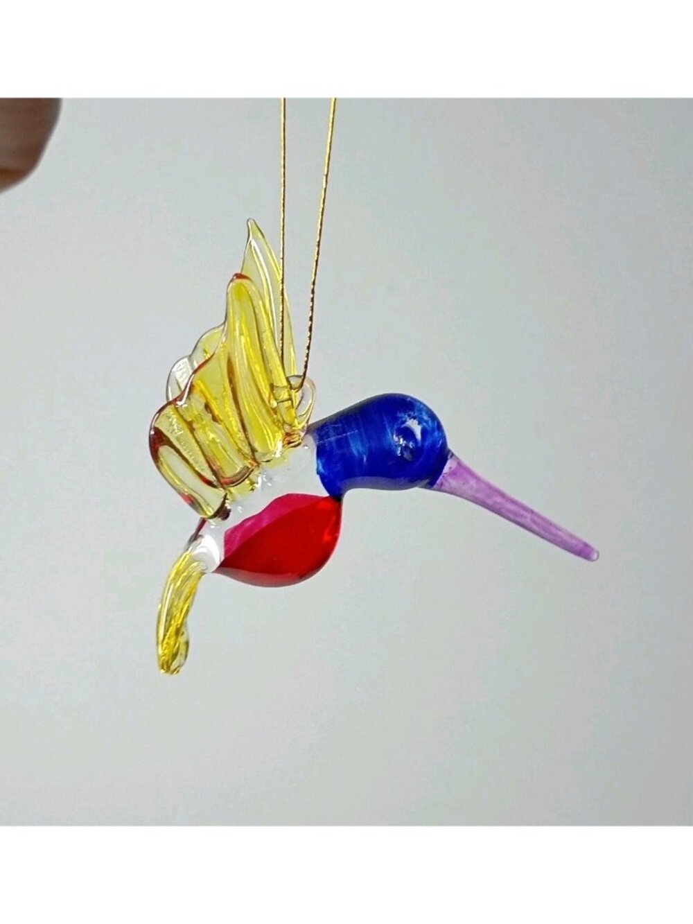Handblown Art Glass Hummingbird Ornament Suncatcher Colorful